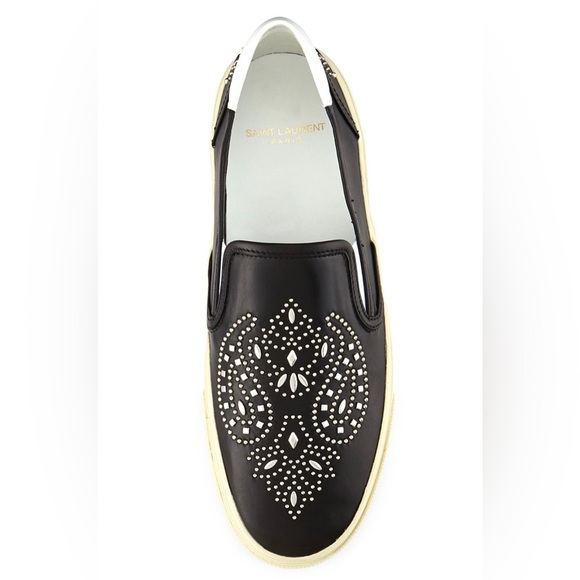 Authentic Saint Laurent Bandana Studded Leather Skate Shoe, Noir, Size 34 1/2 - Picture 3 of 9